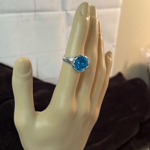 Solitaire Caribbean Quartz Sterling Silver Ring 6.25Ctw size 6 - Picture 5 of 12